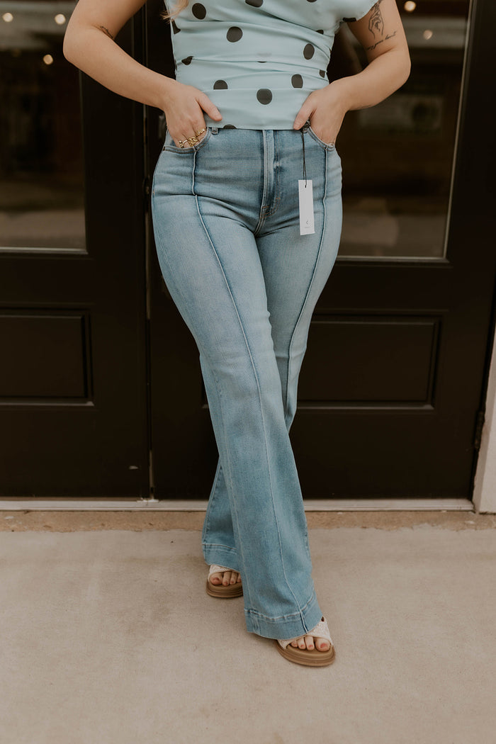 Happi High Rise Flare Jeans- Hidden