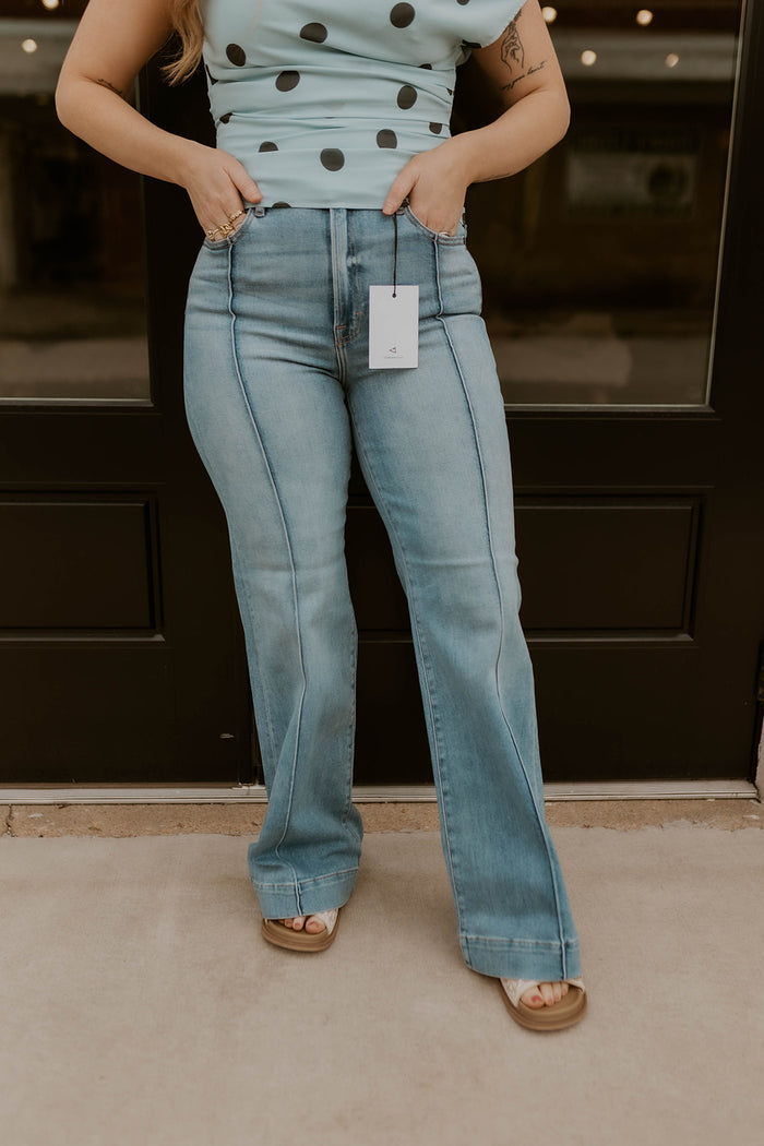 Happi High Rise Flare Jeans- Hidden
