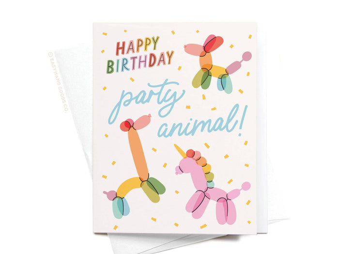 Happy Birthday Party Animal Balloons Greeting Card