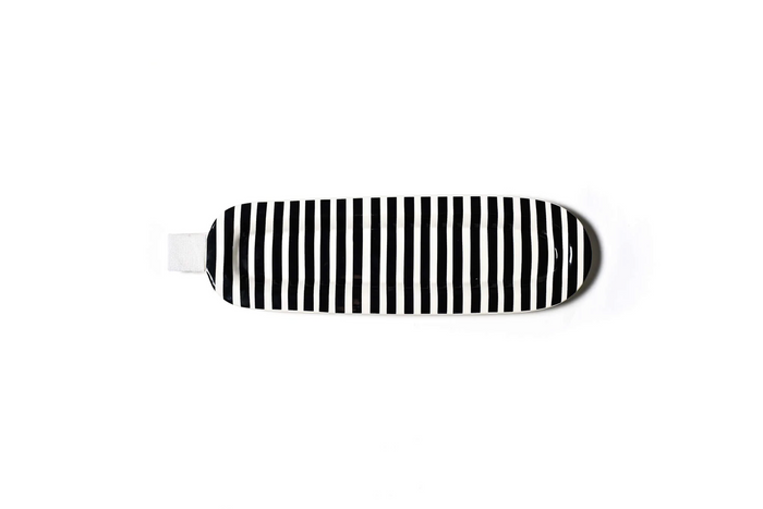 Happy Everything Black Stripe Mini Skinny Oval Entertaining Tray