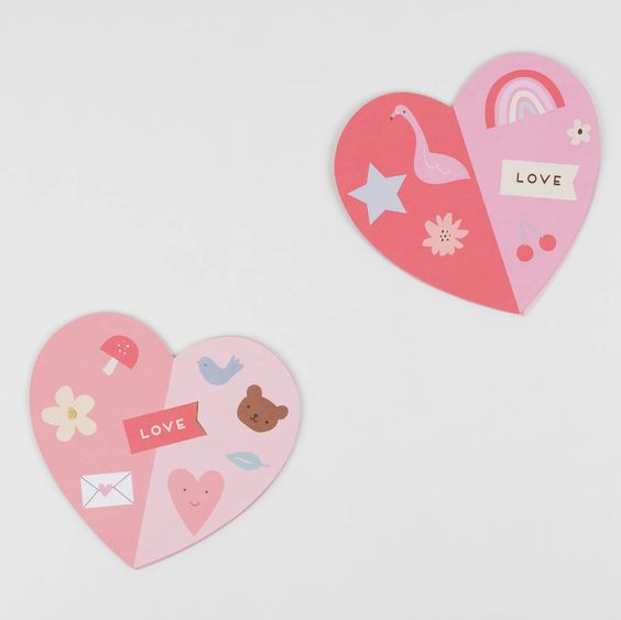 Heart Concertina Valentine Cards with Stickers