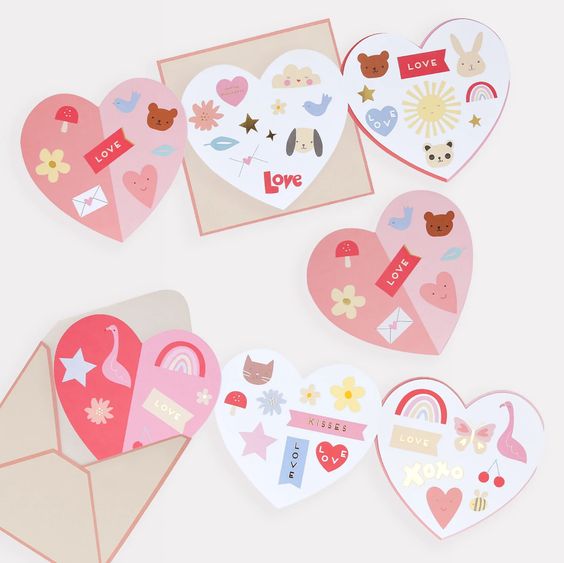 Heart Concertina Valentine Cards with Stickers