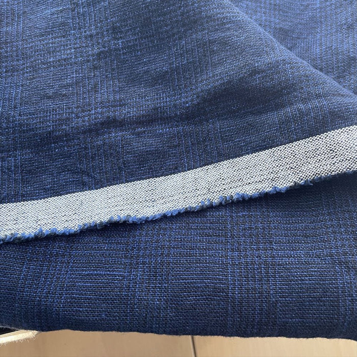 High Twisted Linen Glen Check Fabric Heavy Weight (6118 7240) - The Linen Lab - Dark Navy
