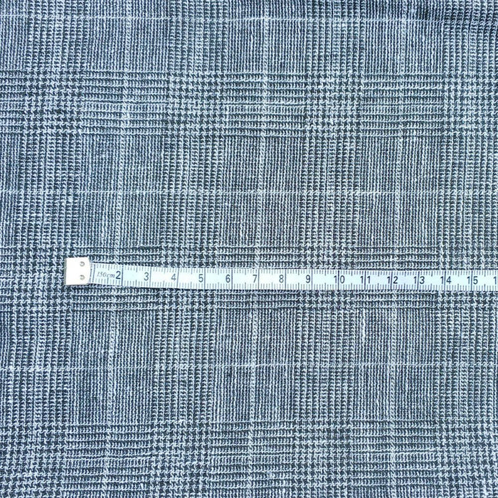 High Twisted Linen Polyester Glen Check Fabric (6068) - The Linen Lab - Black & White