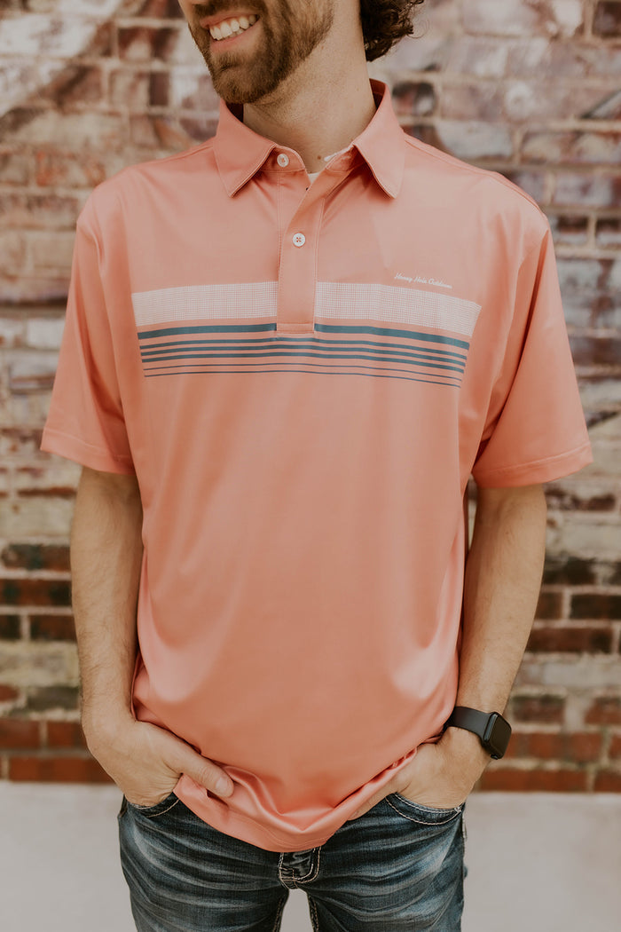 Honey Hole Performance Polo- Salmon