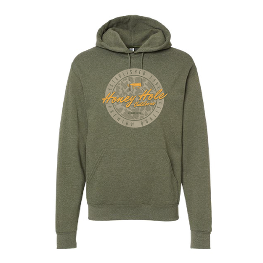 Honey Hole Tech Fleece Hoodie- Heather Military Green