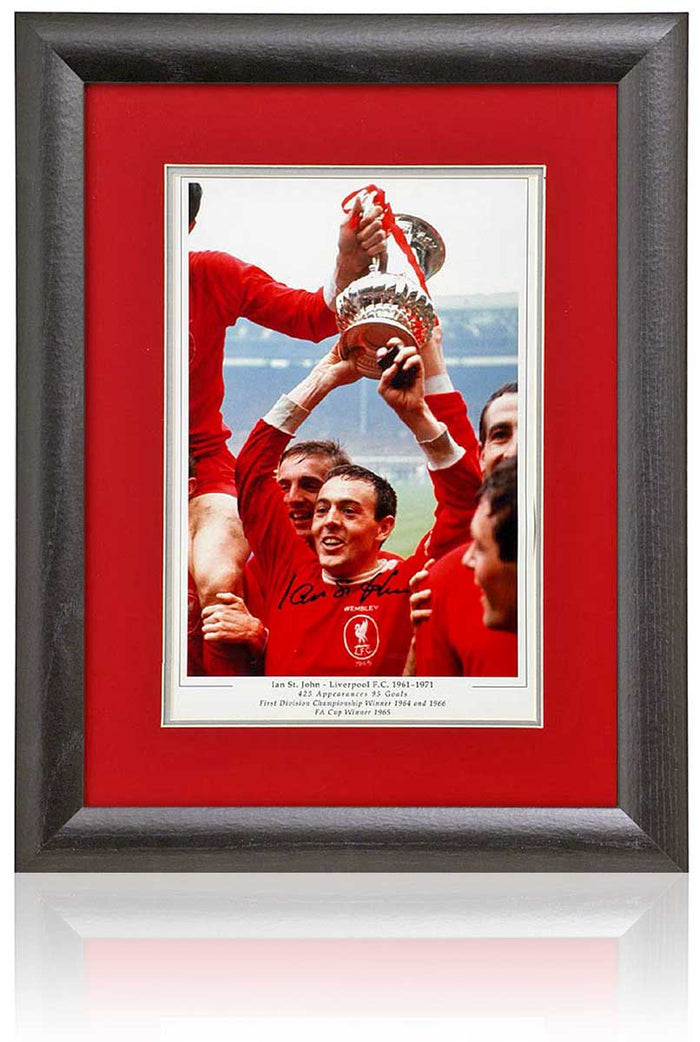Ian St John Liverpool Legend Hand Signed Photograph 15x19" Framed