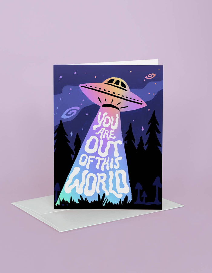 Idlewild Co. - Spaceship Greeting Card, Holographic Foil