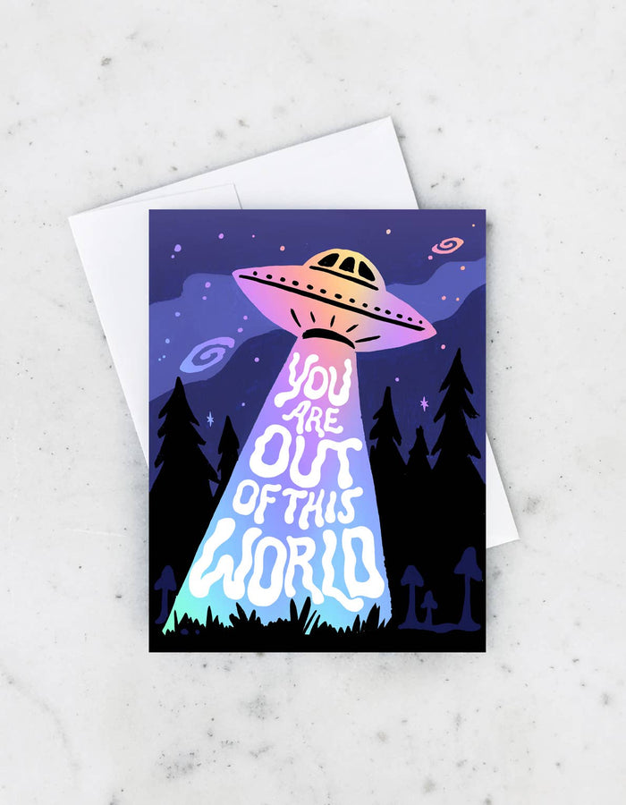 Idlewild Co. - Spaceship Greeting Card, Holographic Foil