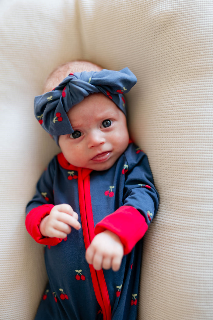 Infant Knot Head Bow in Cherries
