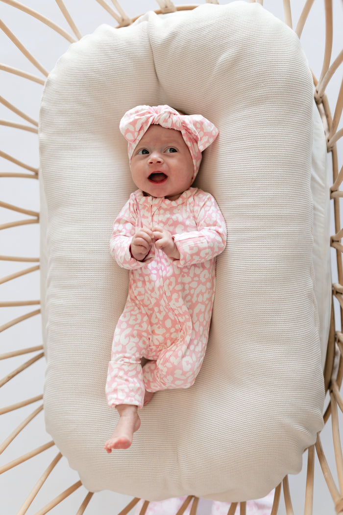 Infant Knot Head Bow in Pink Leopard