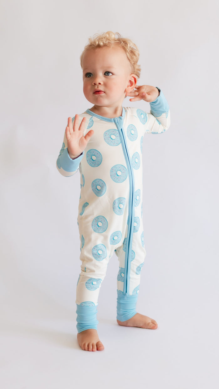 Infant Romper in Blue Donuts