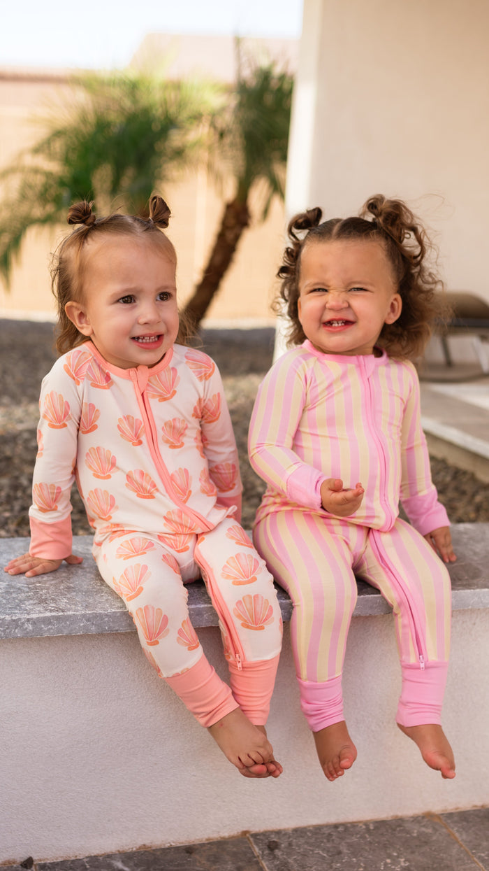 Infant Romper in Lemonade Stripes