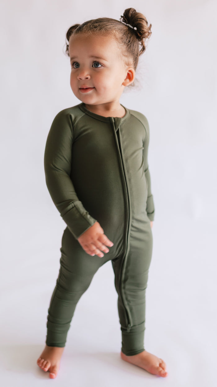 Infant Romper in Olive