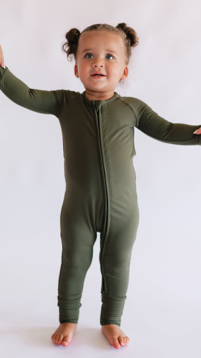 Infant Romper in Olive