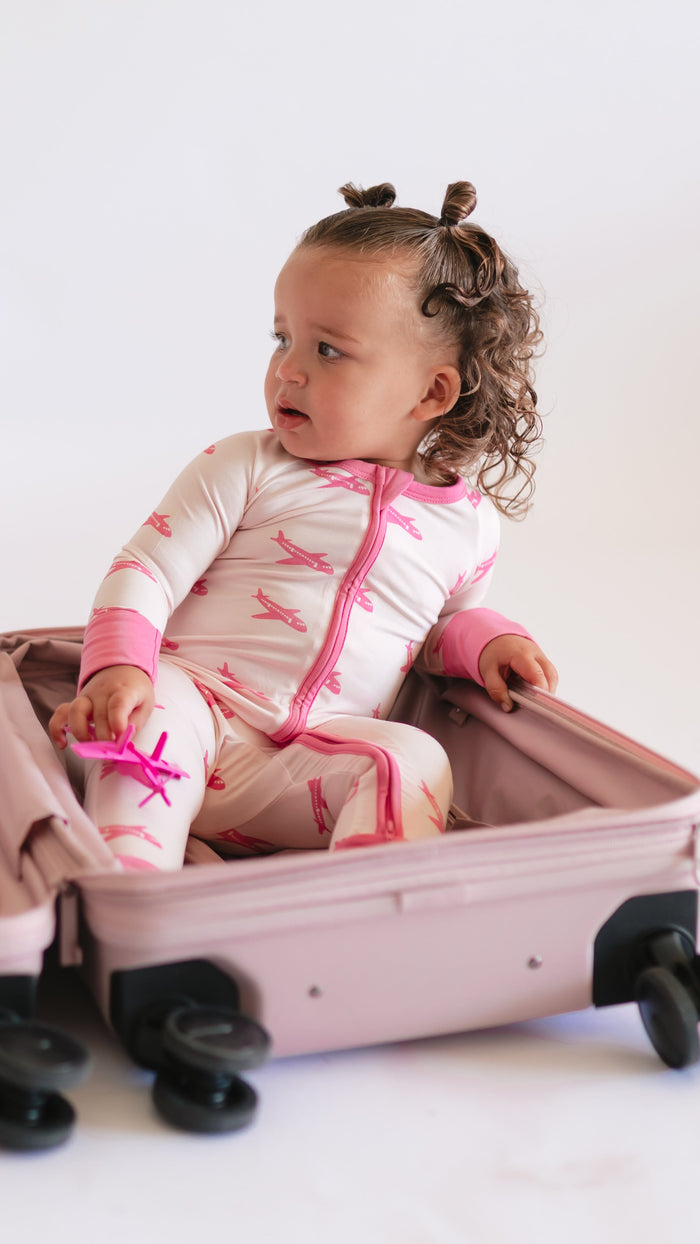 Infant Romper in Pink Planes