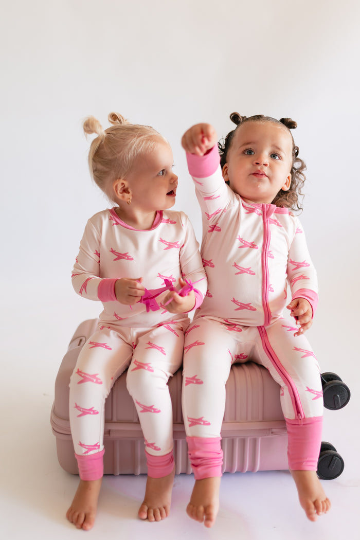 Infant Romper in Pink Planes