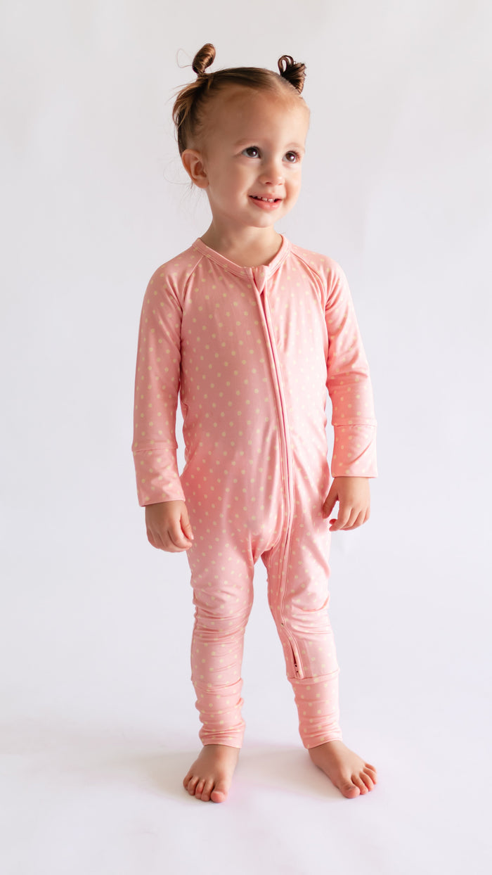 Infant Romper in Pink Polka Dot