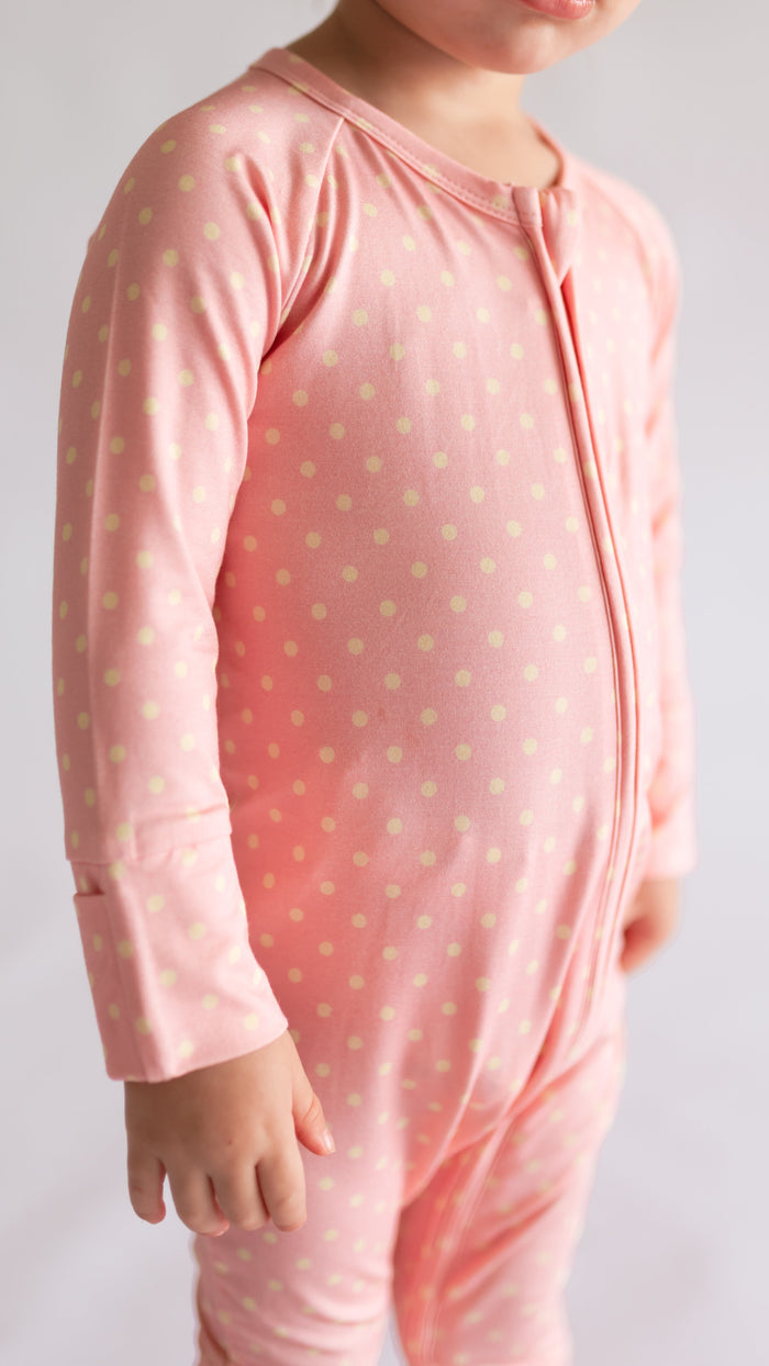 Infant Romper in Pink Polka Dot