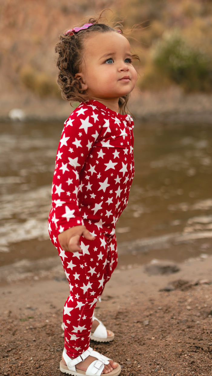 Infant Romper in Red Stars