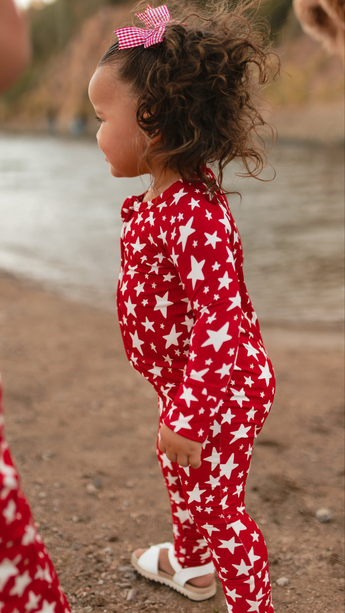 Infant Romper in Red Stars