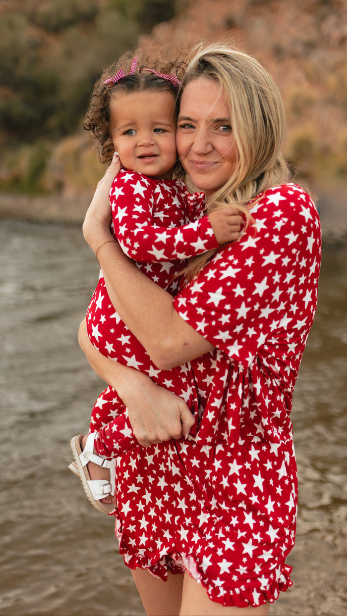 Infant Romper in Red Stars