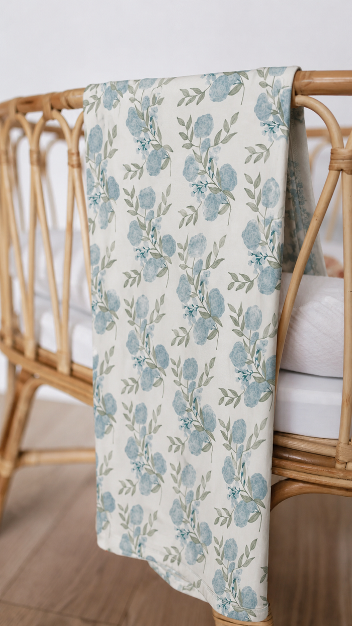 Infant Swaddle in Blue Floral