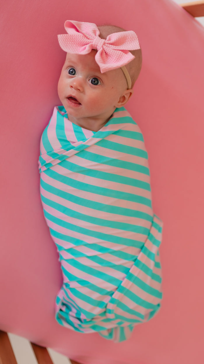 Infant Swaddle in Cotton Candy Stripes