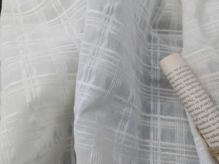 Ivory Dobby Plaid Linen Blend Fabric - Lightweight and Elegant for Various Crafting Projects 3060 - The Linen Lab - Ivory