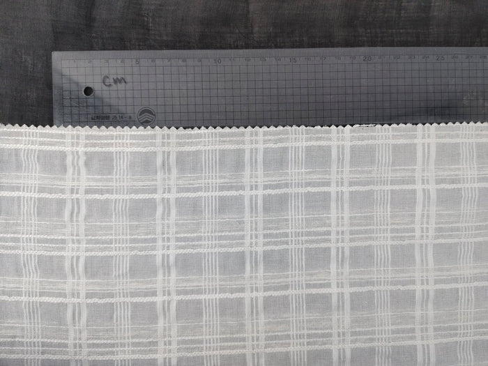 Ivory Dobby Plaid Linen Blend Fabric - Lightweight and Elegant for Various Crafting Projects 3060 - The Linen Lab - Ivory
