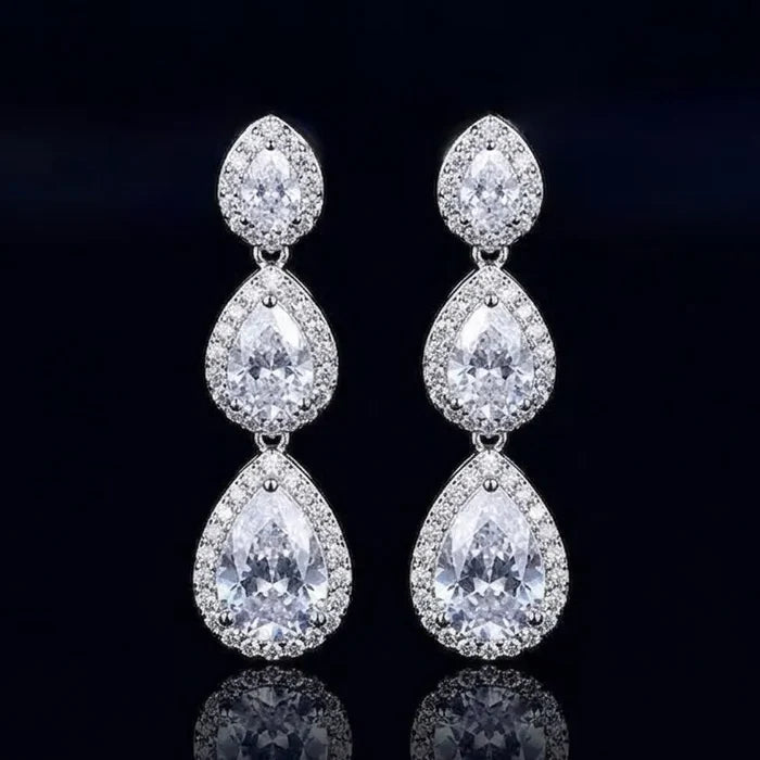 Wedding Jewelry - Cubic Zirconia Bridal Earrings - Available in Rose Gold and Silver