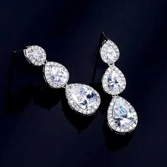 Wedding Jewelry - Cubic Zirconia Bridal Earrings - Available in Rose Gold and Silver