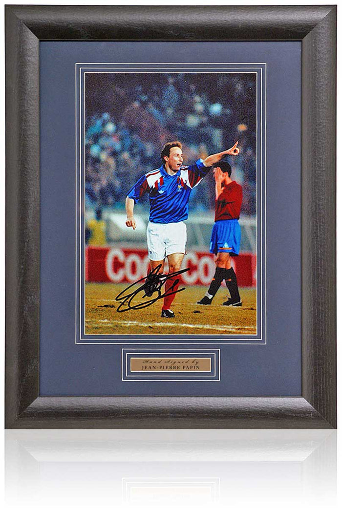 Jean Pierre Papin France Legend Hand Signed Photograph 19x15in Framed