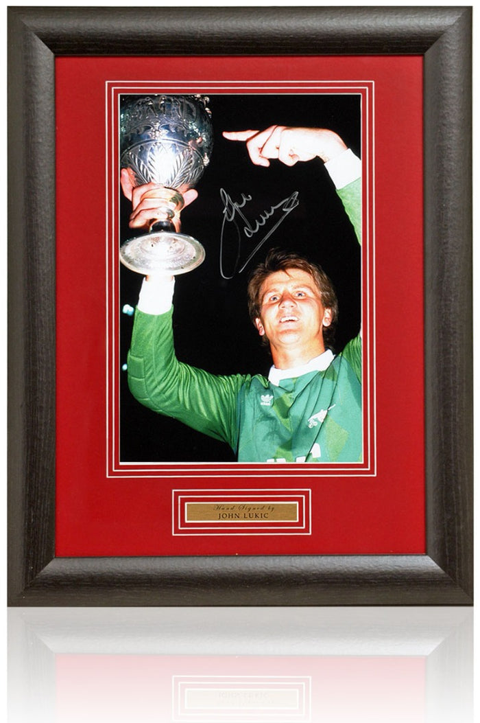 John Lukic Arsenal Legend Hand Signed Champions Photograph 15x19" Framed