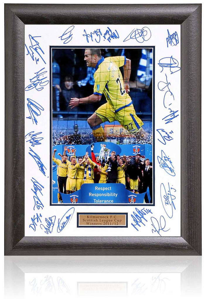 Kilmarnock Scottish League Cup Winners Hand Signed Presentation 15x19" Framed