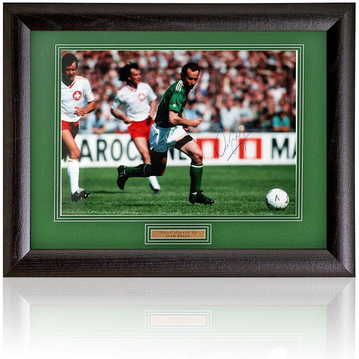 Liam Brady Republic of Ireland Legend Signed Photograph 15x19in Framed
