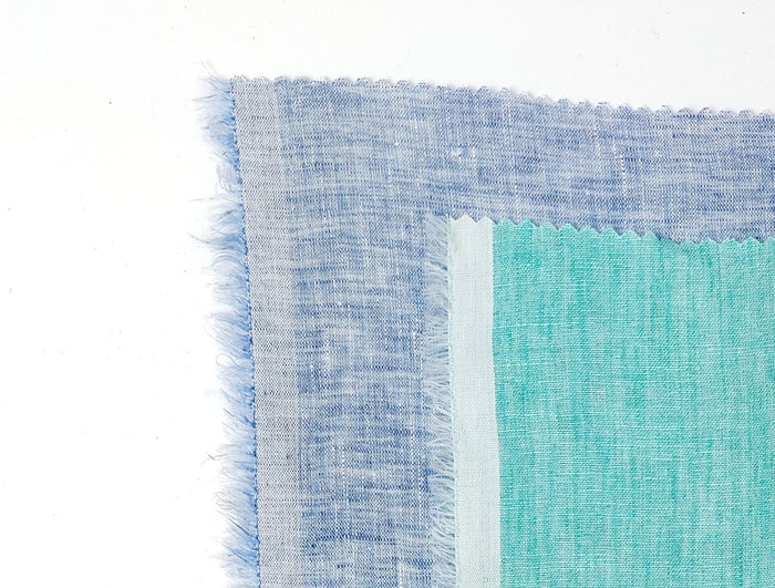 Lightweight 100% Linen Fabric: Two-Tone Chambray Elegance 7632 7746 - The Linen Lab - Blue