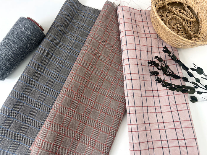Lightweight Glen Plaid | Linen Cotton Blend Fabric 7798 7799 8060