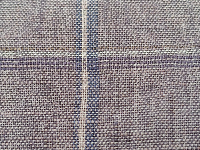 Lightweight Grey Window Pane Check: 100% Linen Fabric 3850 - The Linen Lab - Gray