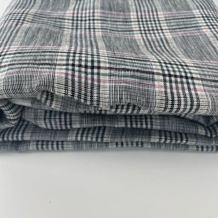Linen Big Check Fabric 7142 7143 - The Linen Lab - Black
