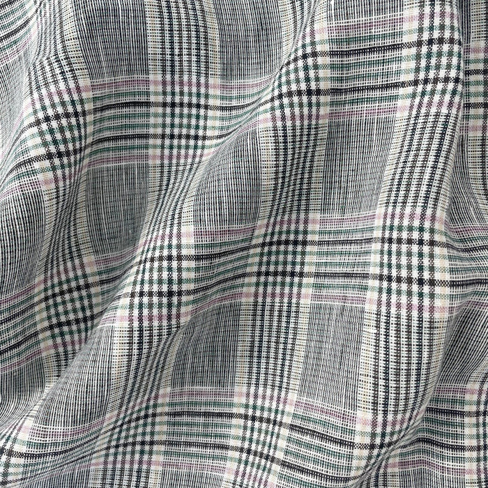 Linen Big Check Fabric 7142 7143 - The Linen Lab - Black
