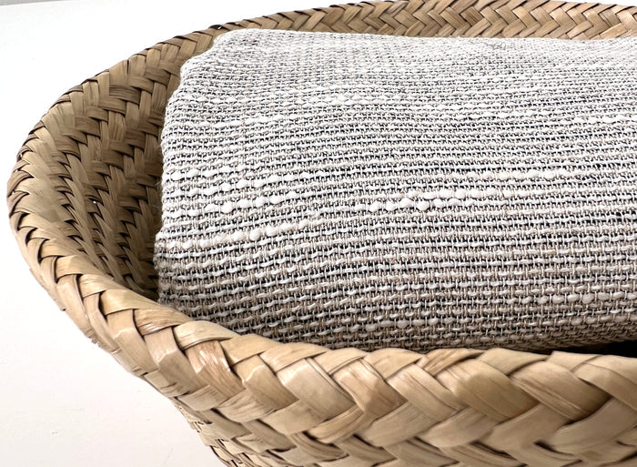 Linen Blend Dobby Tweed-Style Fabric – Grey Melange Texture | Light-Medium Weight, Pre-Washed 8269