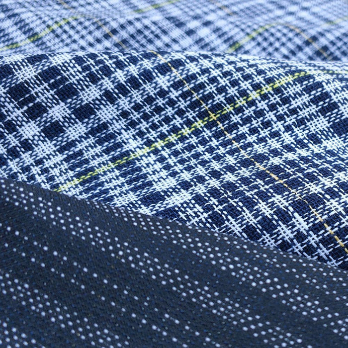 Linen Double Face Glen Plaid Fabric (5983) - The Linen Lab - Navy