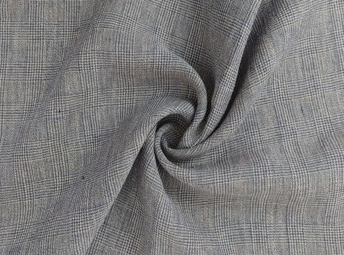 Linen Blend Fabric High Twisted Yarn Navy Glen Plaid Medium Weight 7077 7839 7078 7563