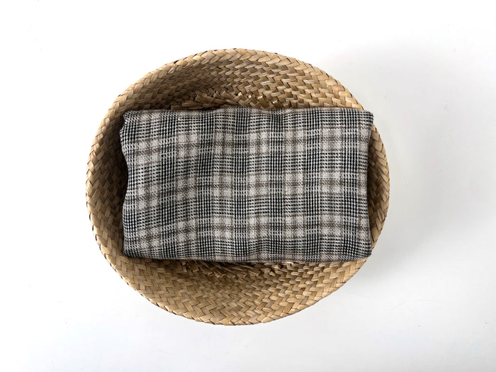 Linen Blend Fabric – Prince of Wales Plaid, Twill Weave 8043