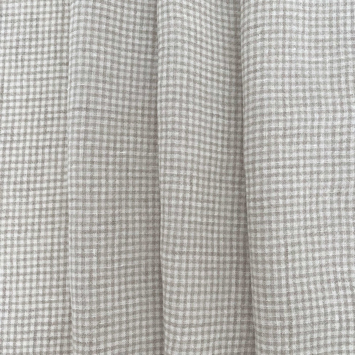 Linen Fabric Seersucker Gingham Check 7328 7329 - The Linen Lab - Beige