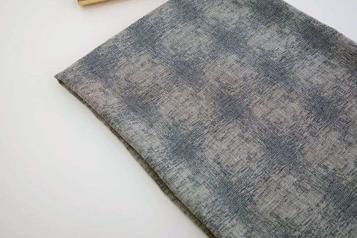 Linen Geometric Jacquard Fabric (6649) - The Linen Lab - Navy