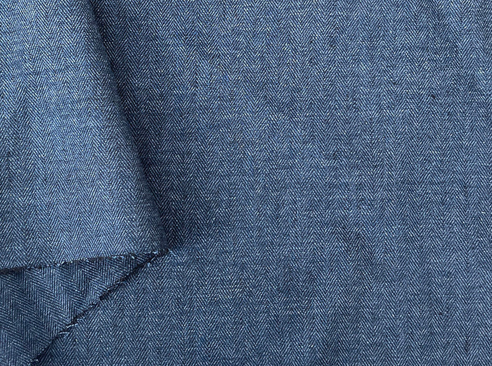 Linen Blend Herringbone Chambray Fabric with Stretch – Medium Weight 8013 8014 8200
