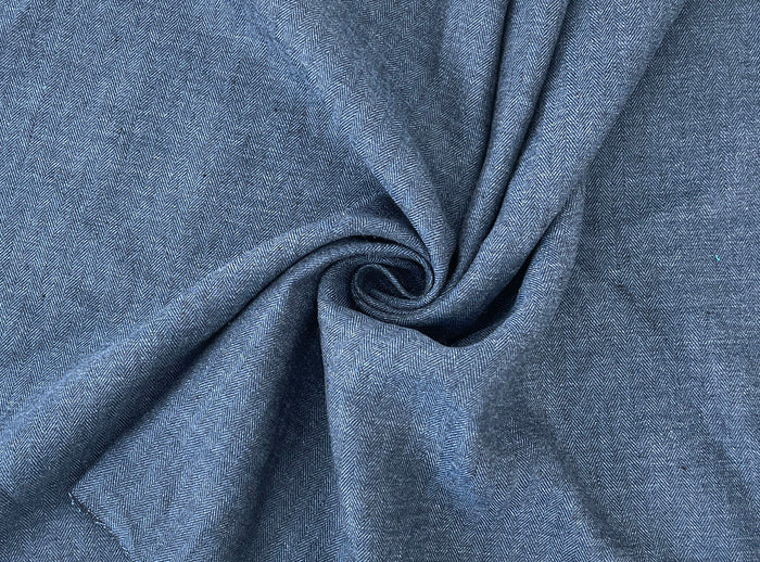 Linen Blend Herringbone Chambray Fabric with Stretch – Medium Weight 8013 8014 8200