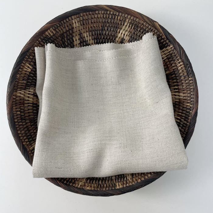 Linen Melange Fabric HBT Herringbone Twill (6667 6668) - The Linen Lab - Light Natural